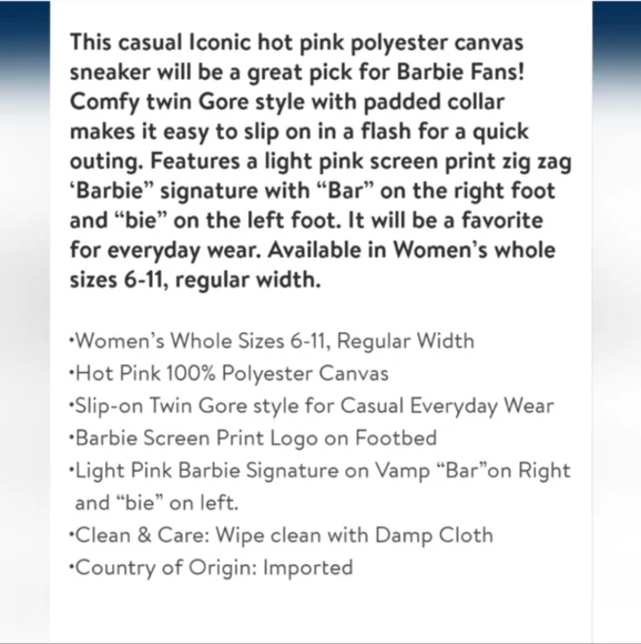 π π’ Last Pair..π’ Barbie Canvas Sneakers - Picture 7 of 11